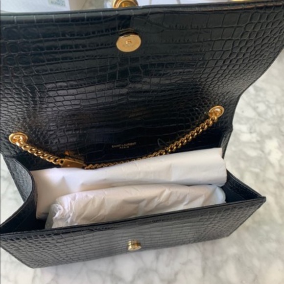 SAINT LAURENT Crocodile Embossed Medium Kate Tassel Bag - Picture 4 of 15